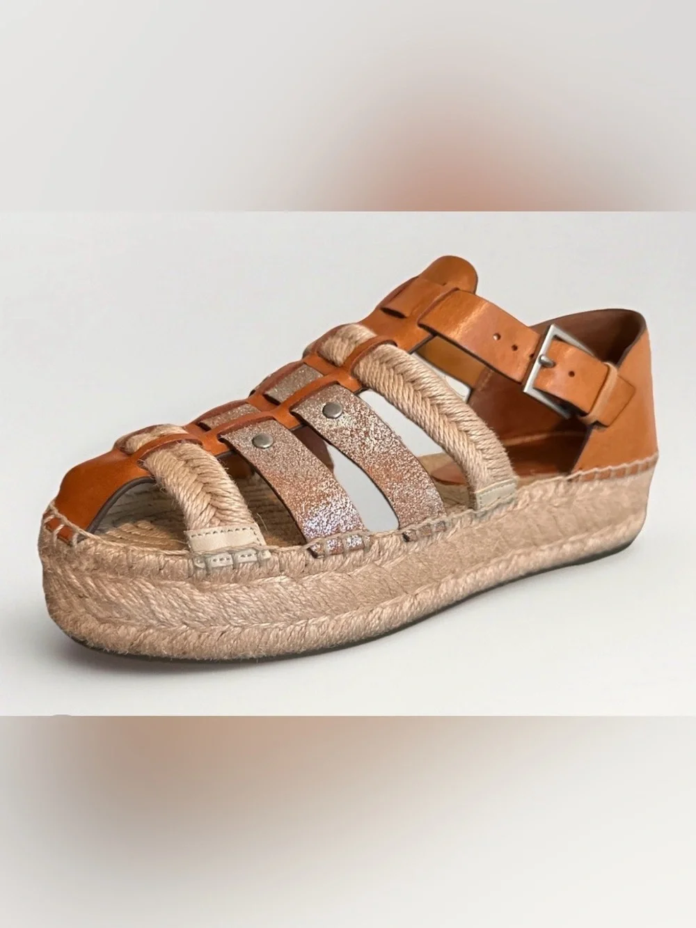 Tory Burch Tan and Natural Braided Espadrille Sandals
